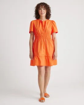 100% Organic Cotton Poplin Tiered Mini Dress