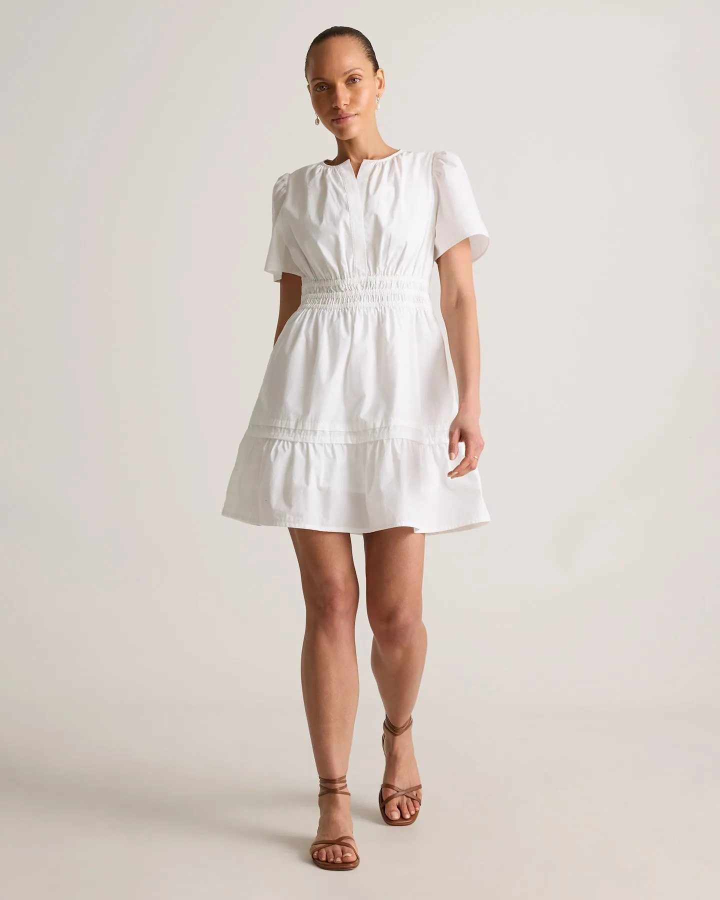 100% Organic Cotton Poplin Tiered Mini Dress