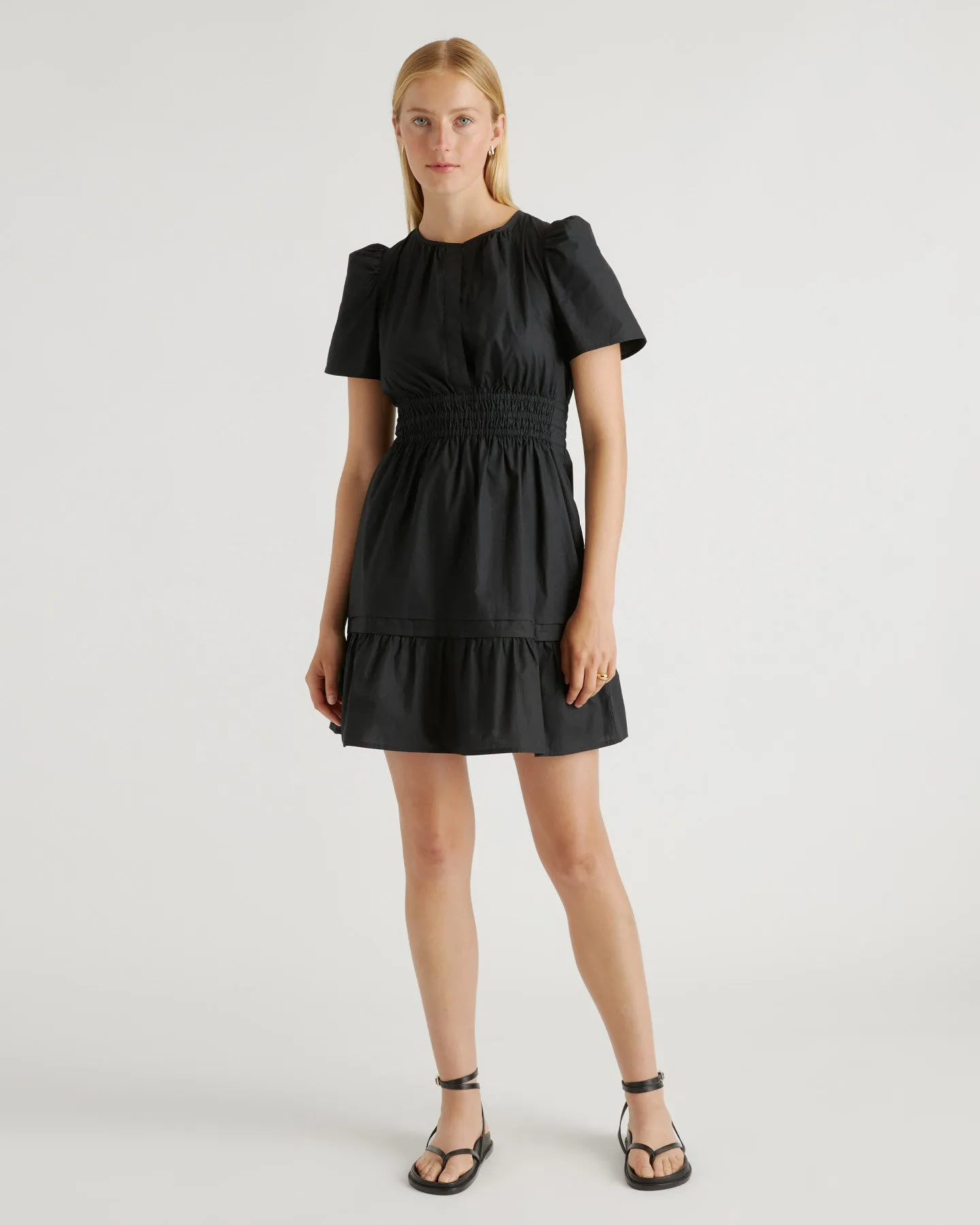 100% Organic Cotton Poplin Tiered Mini Dress