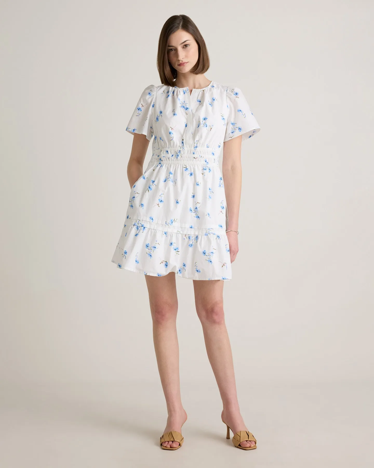 100% Organic Cotton Poplin Tiered Mini Dress