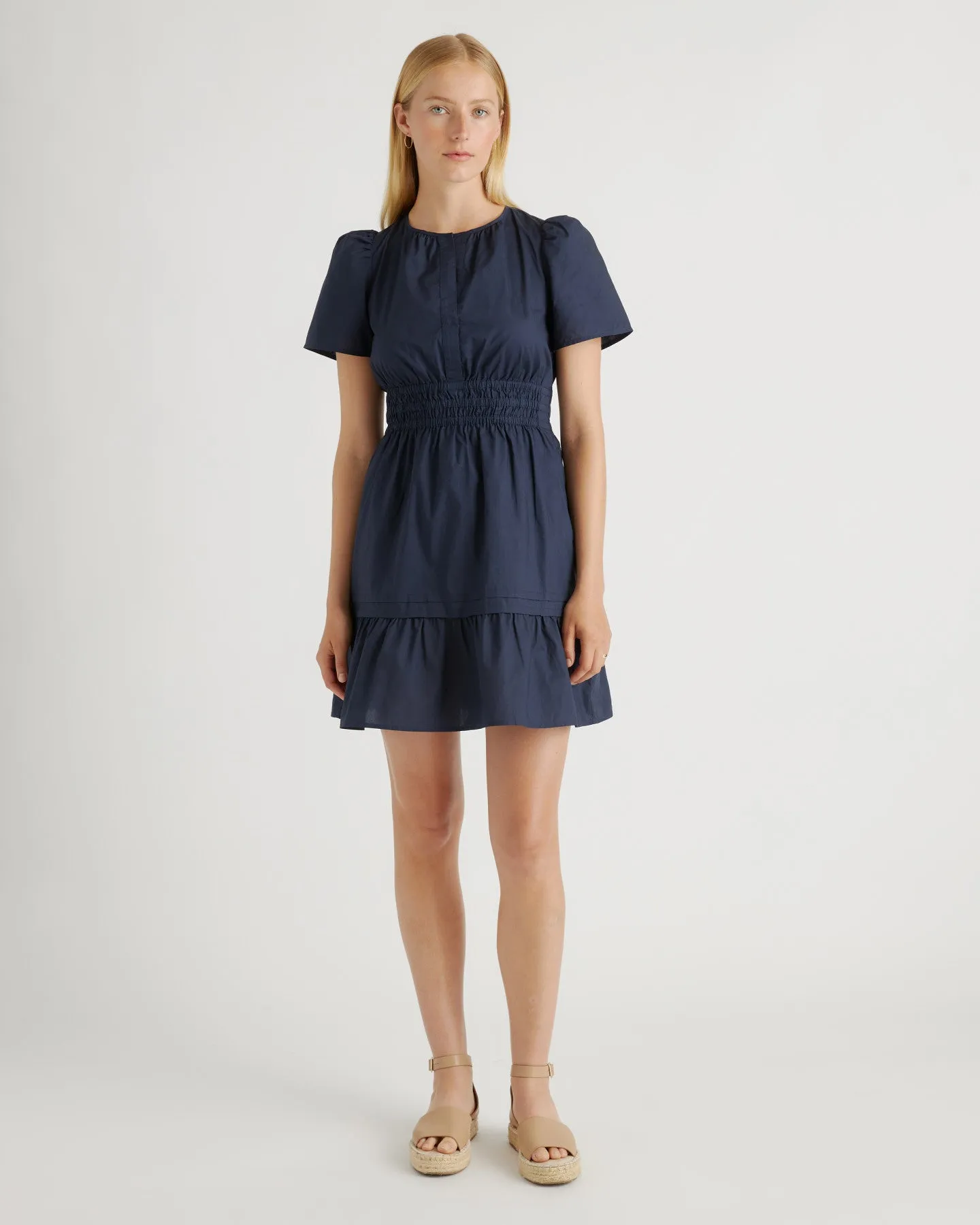 100% Organic Cotton Poplin Tiered Mini Dress