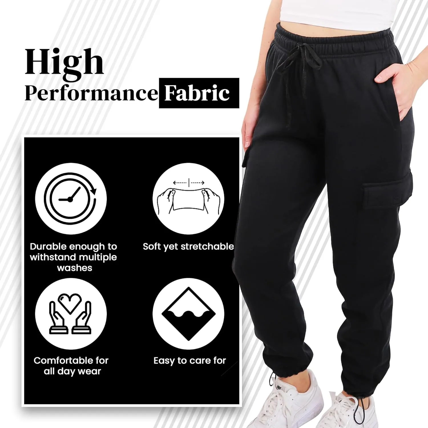[2 Pack] Cargo Jogger Pants for Women Casual Lounge Sweatpants Ultimate Comfort and Super Soft Feel
