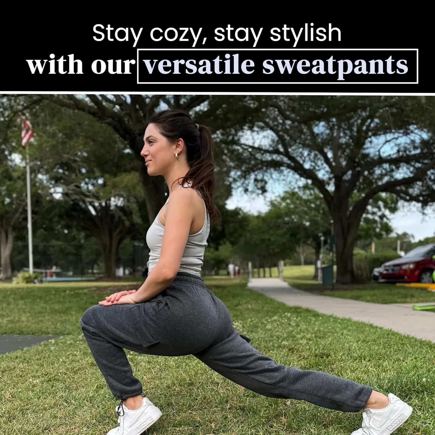 [2 Pack] Cargo Jogger Pants for Women Casual Lounge Sweatpants Ultimate Comfort and Super Soft Feel