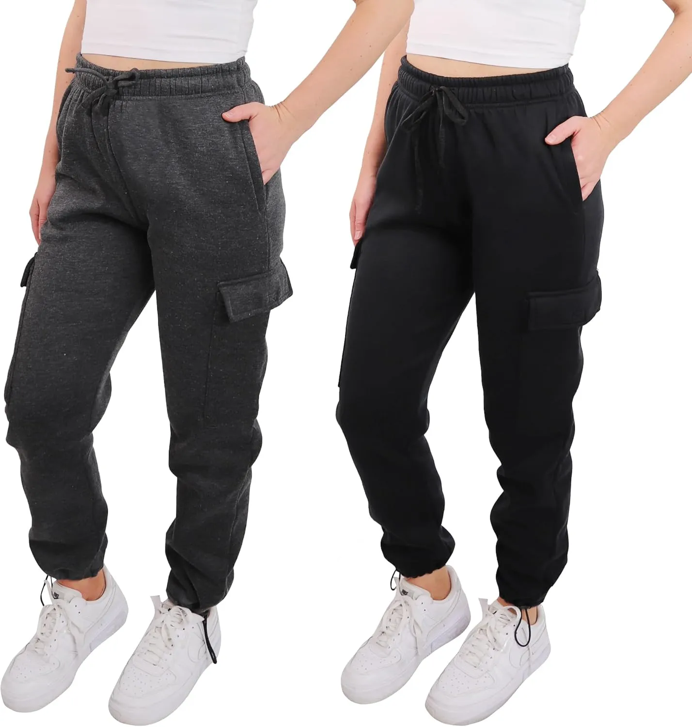 [2 Pack] Cargo Jogger Pants for Women Casual Lounge Sweatpants Ultimate Comfort and Super Soft Feel