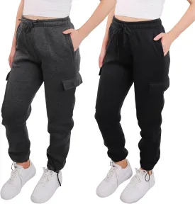 [2 Pack] Cargo Jogger Pants for Women Casual Lounge Sweatpants Ultimate Comfort and Super Soft Feel