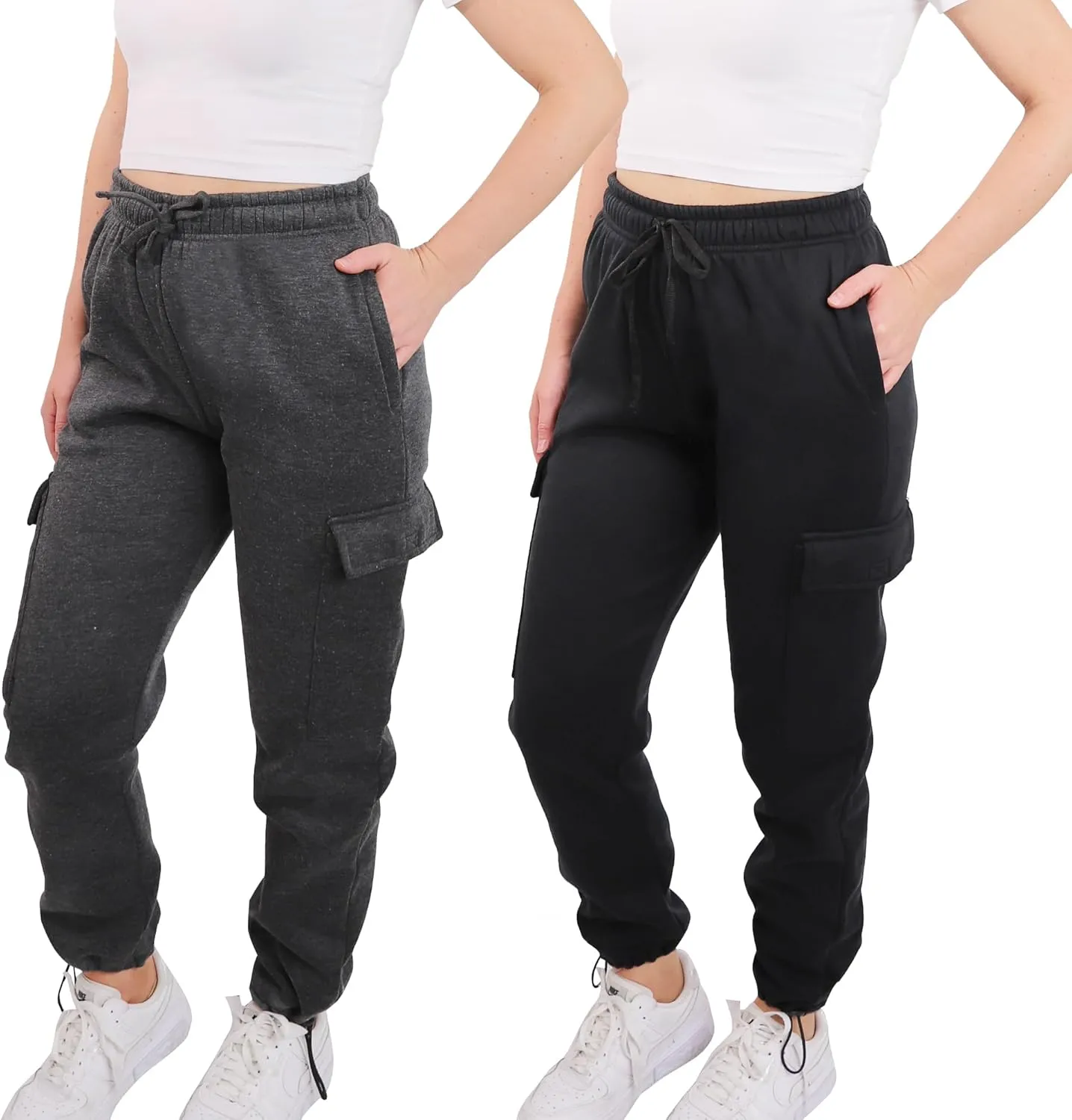 [2 Pack] Cargo Jogger Pants for Women Casual Lounge Sweatpants Ultimate Comfort and Super Soft Feel