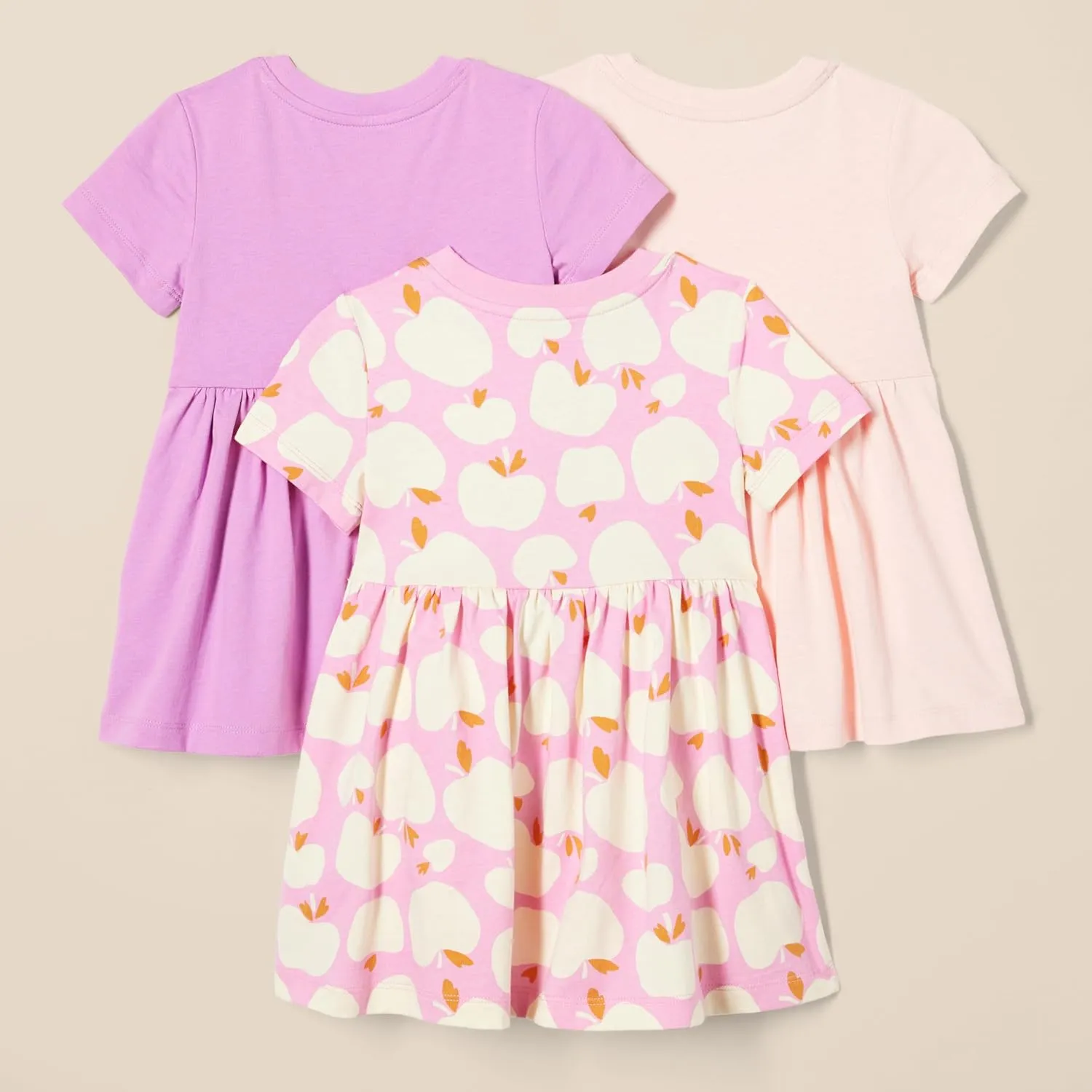 Amazon Essentials Girls and Toddlers' Short Sleeve Jersey Dress, Pack of 3