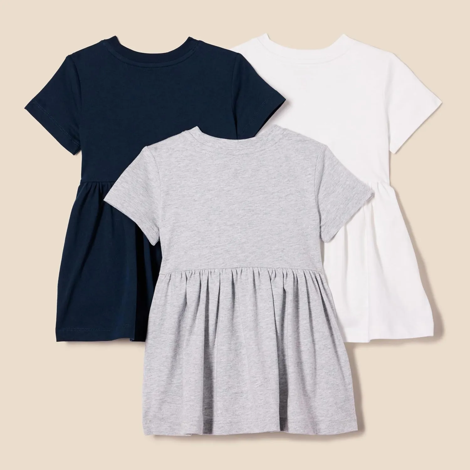 Amazon Essentials Girls and Toddlers' Short Sleeve Jersey Dress, Pack of 3