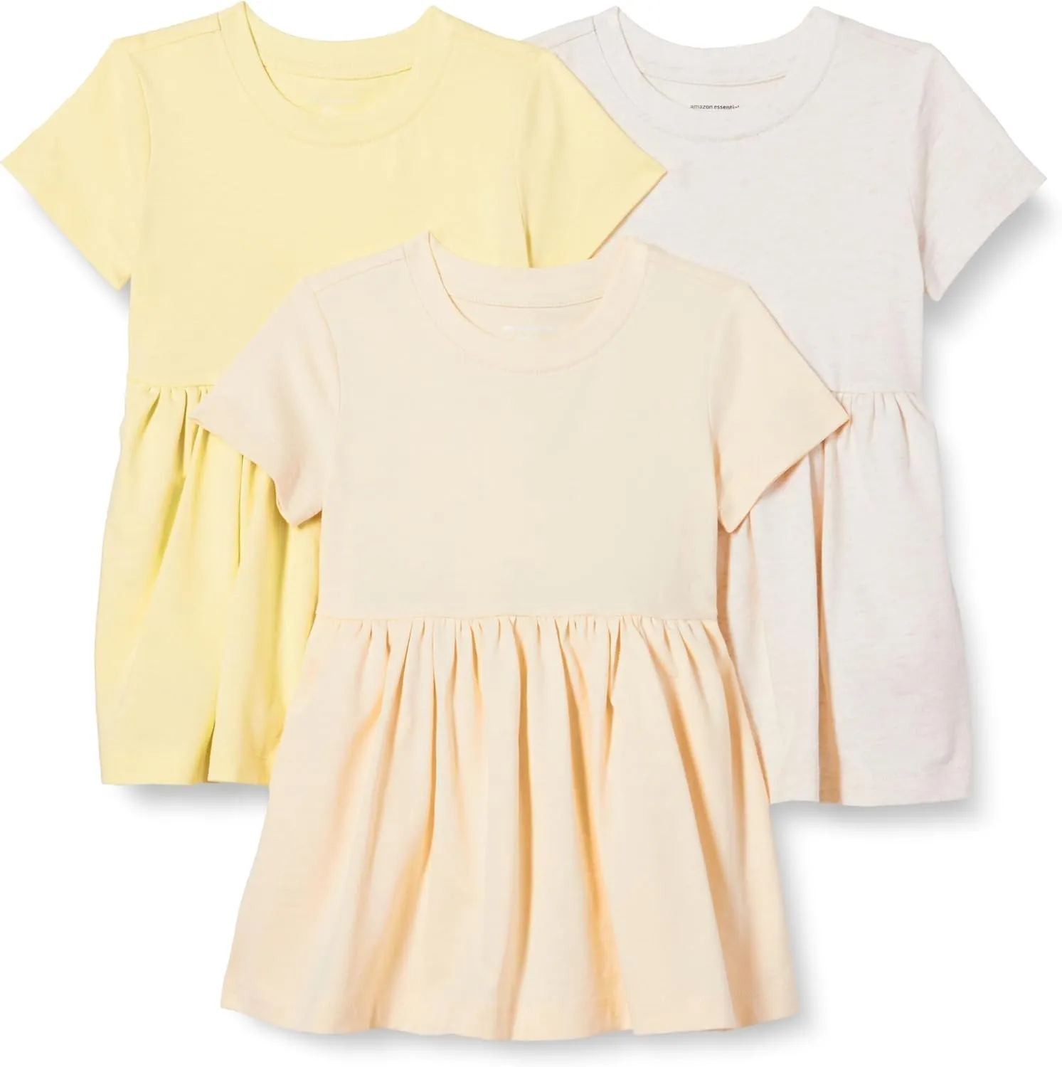 Amazon Essentials Girls and Toddlers' Short Sleeve Jersey Dress, Pack of 3