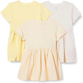 Amazon Essentials Girls and Toddlers' Short Sleeve Jersey Dress, Pack of 3