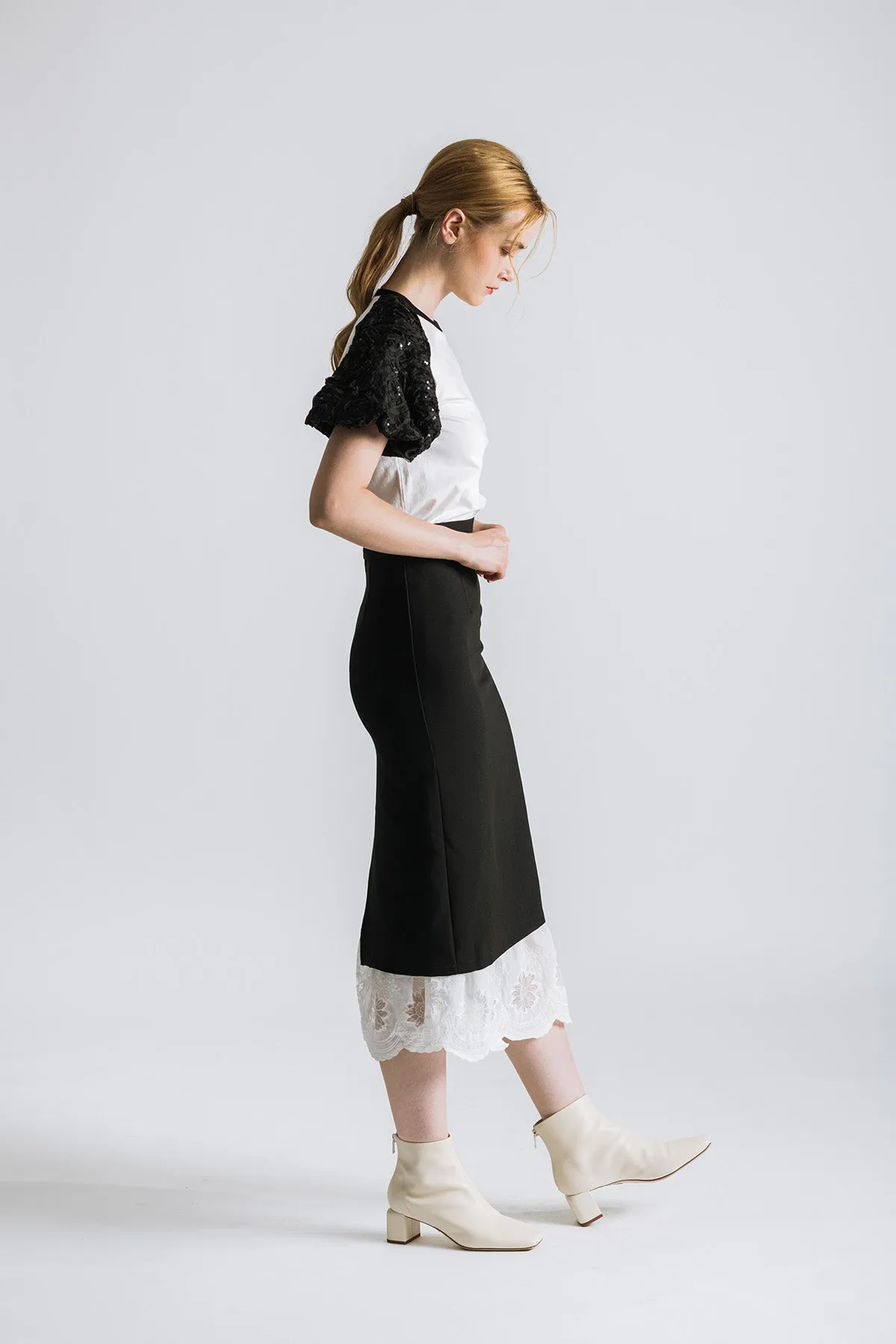 Amoritte Sequin Puff Sleeve Top