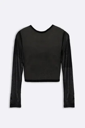 Anya Long Sleeve Mesh Top - Black
