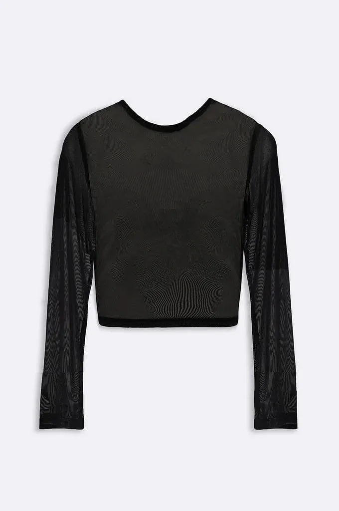 Anya Long Sleeve Mesh Top - Black