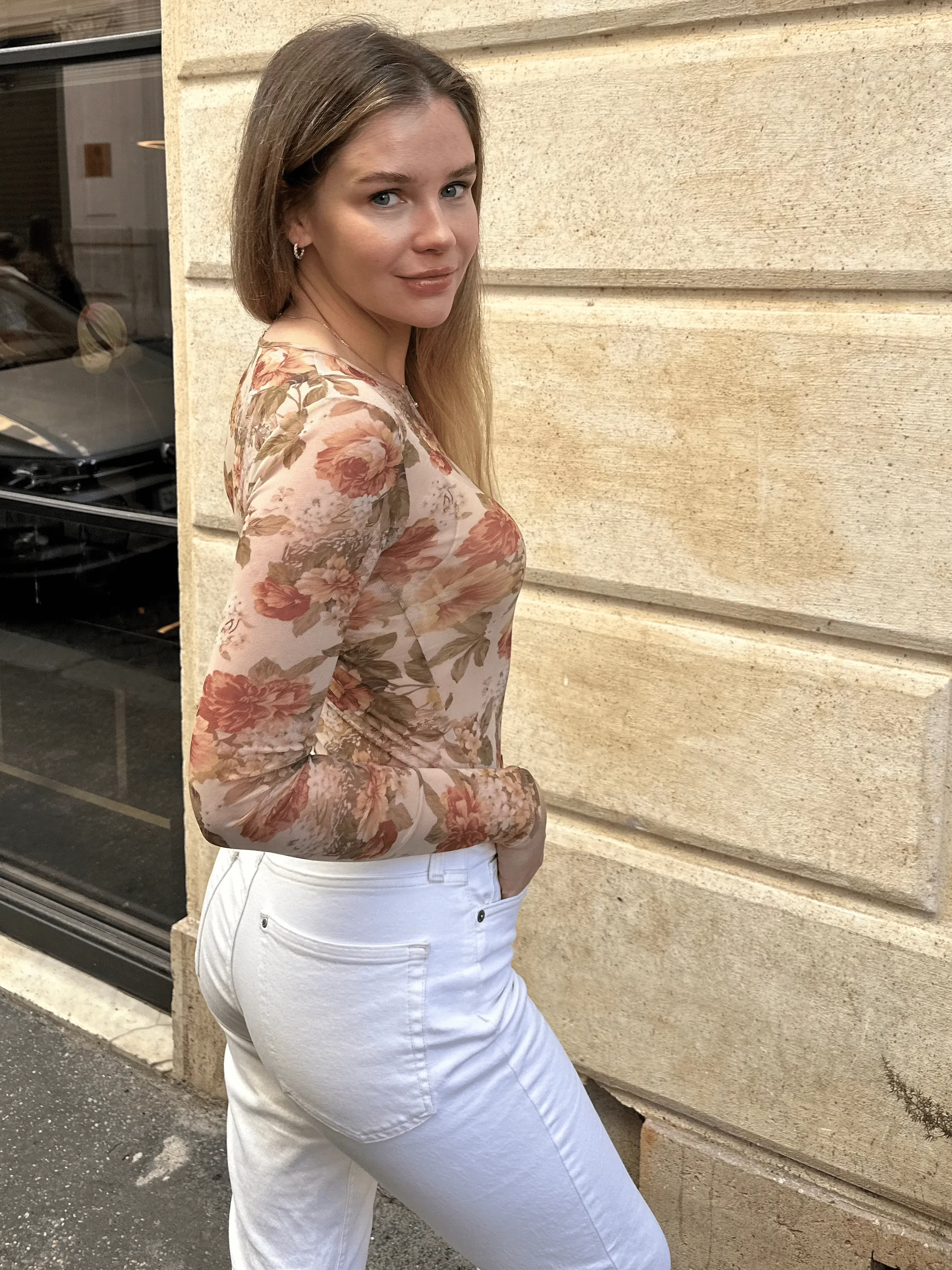 Anya Long Sleeve Mesh Top - Vintage Floral