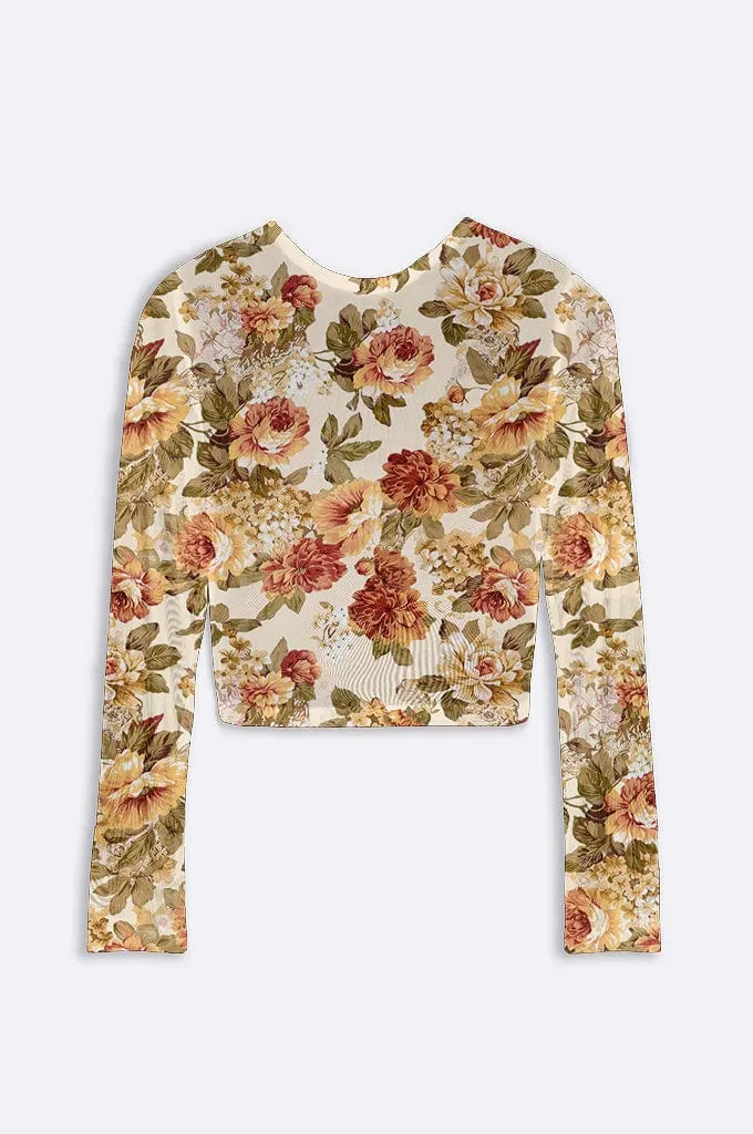 Anya Long Sleeve Mesh Top - Vintage Floral