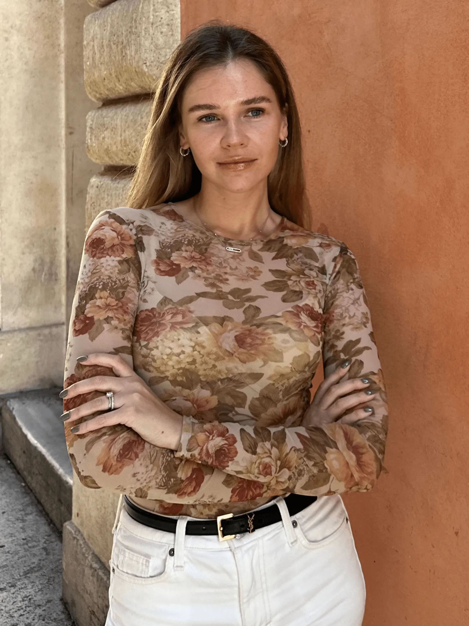 Anya Long Sleeve Mesh Top - Vintage Floral