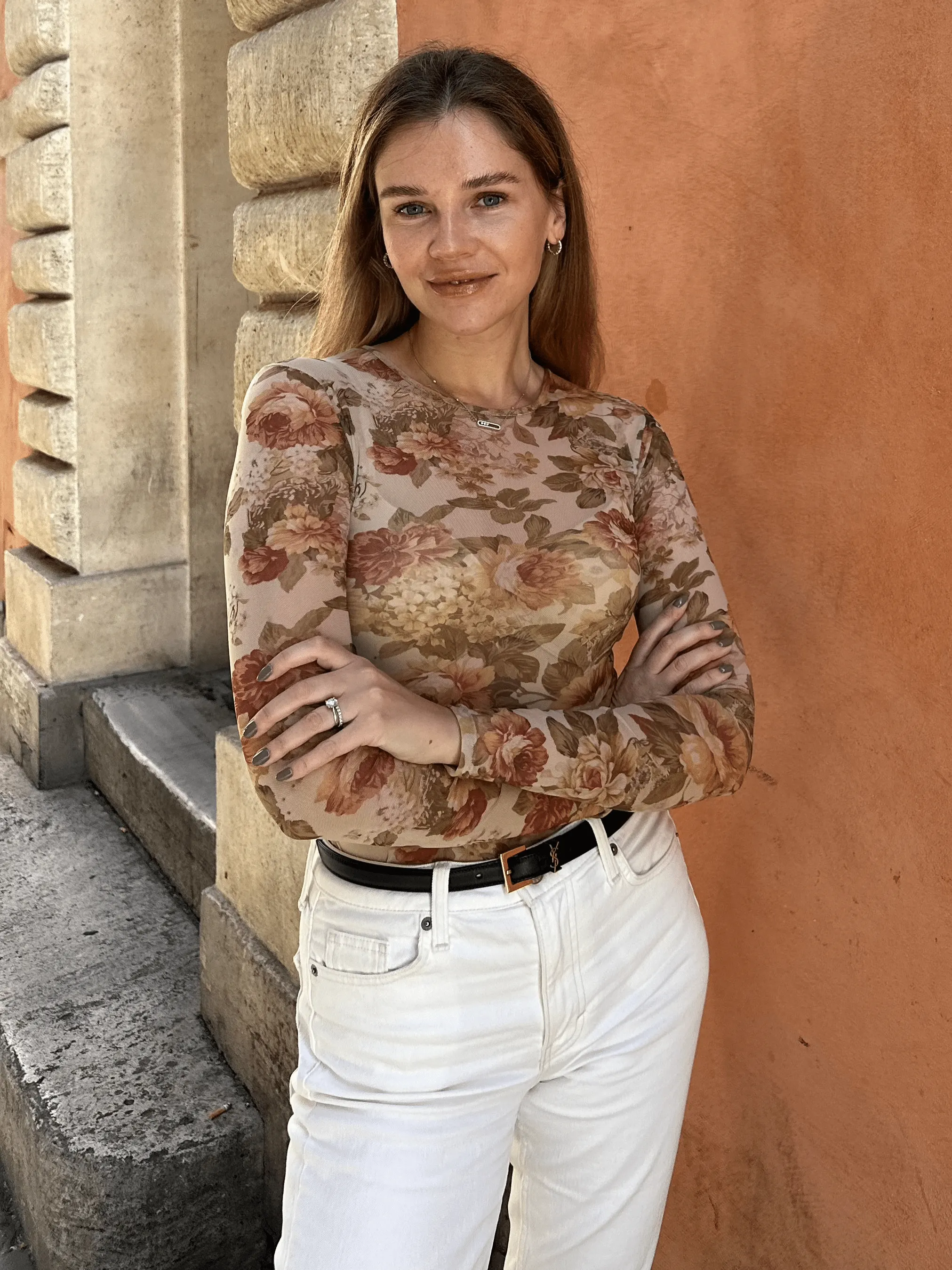 Anya Long Sleeve Mesh Top - Vintage Floral