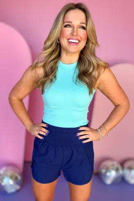 Aqua Blue Ribbed Basic Tank