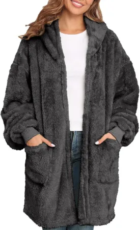 Argstar Hooded Cardigan for Women and Men, Oversized Sweatshirt Fuzzy Fleece Blanket Hoodie Jacket - One Size Fits All