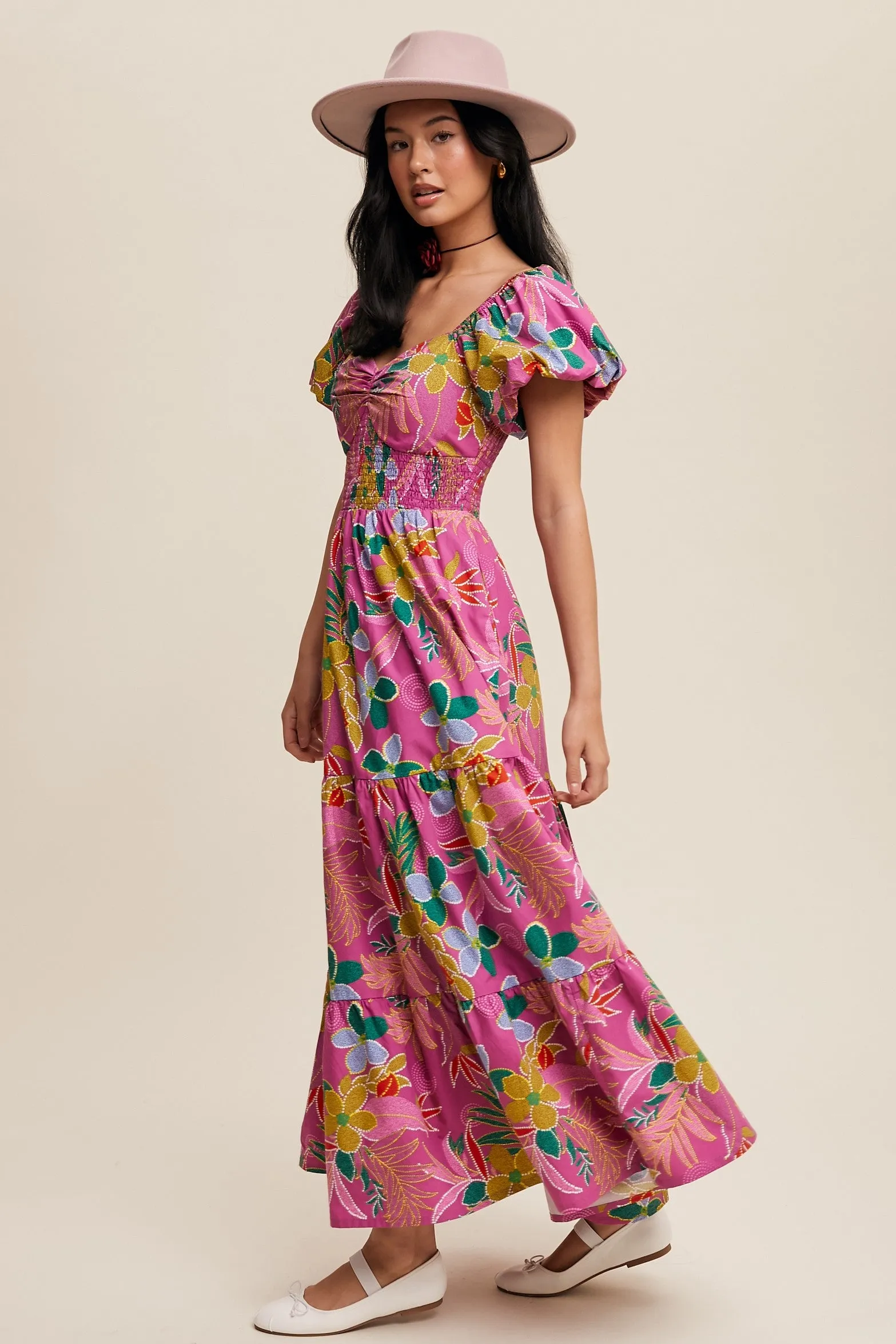 Aria Pink Floral Maxi Dress