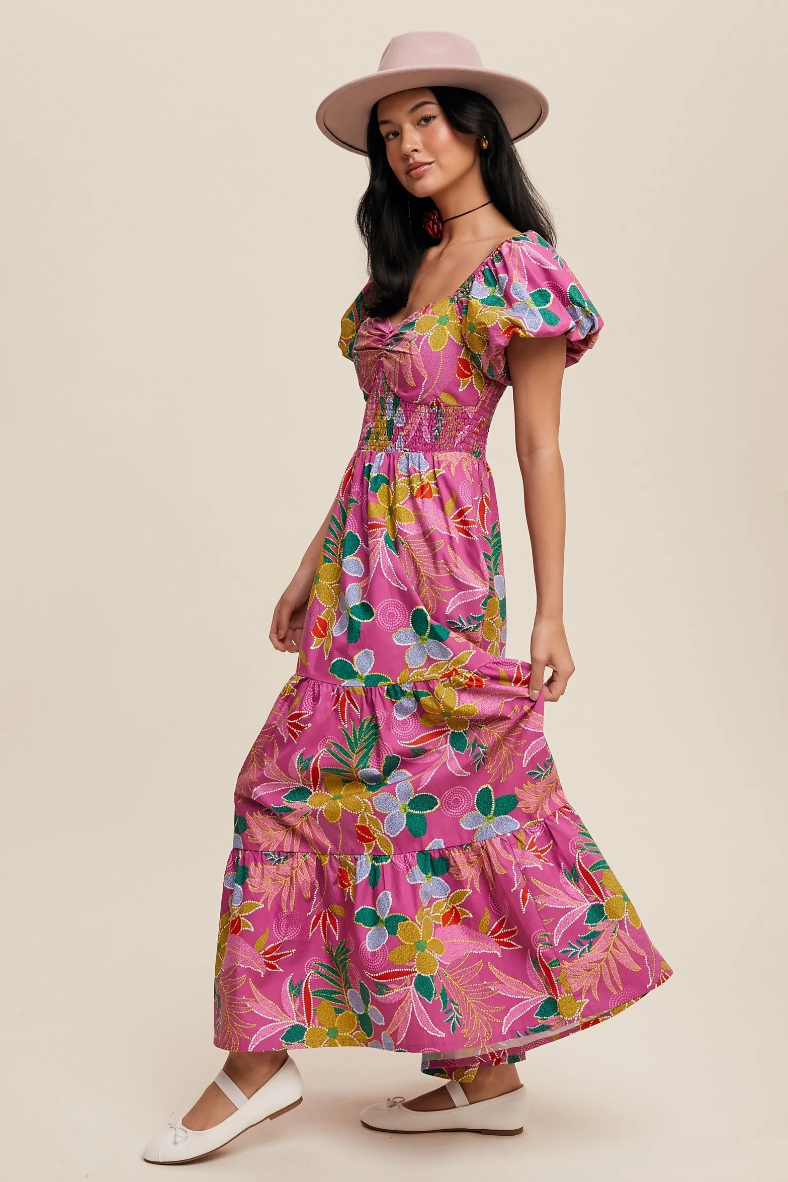 Aria Pink Floral Maxi Dress