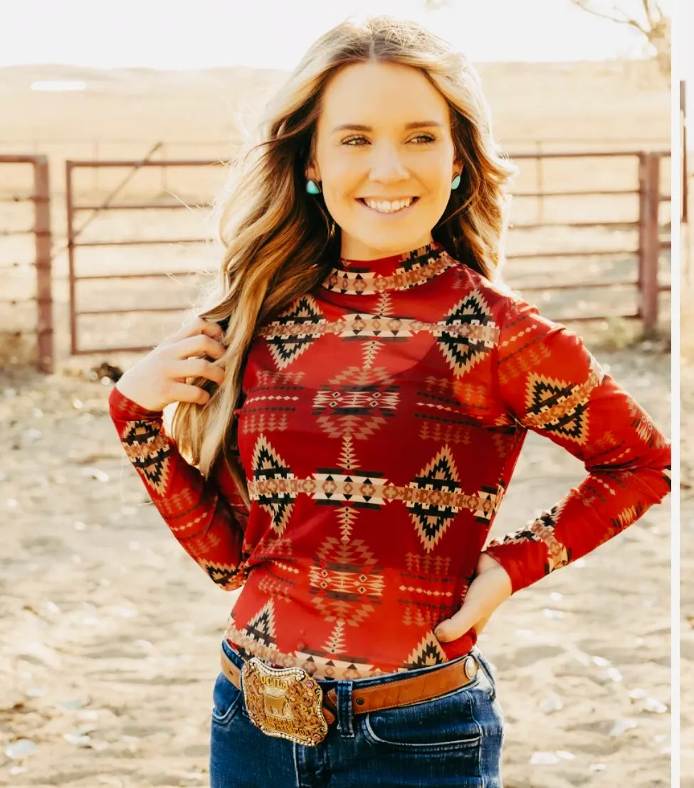Aztec To The World  Mesh Top