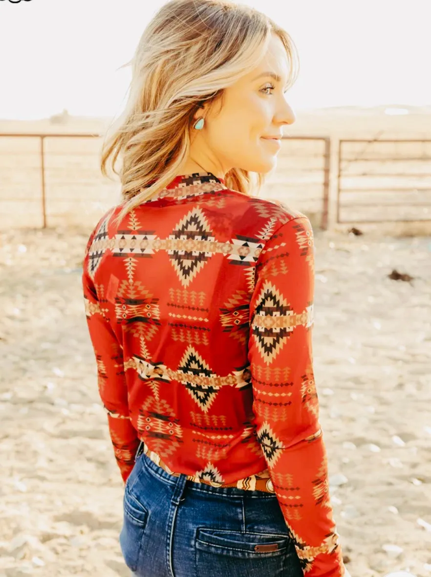 Aztec To The World  Mesh Top
