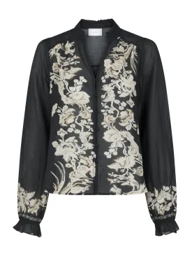 Brise Printed Voile Blouse - Navy