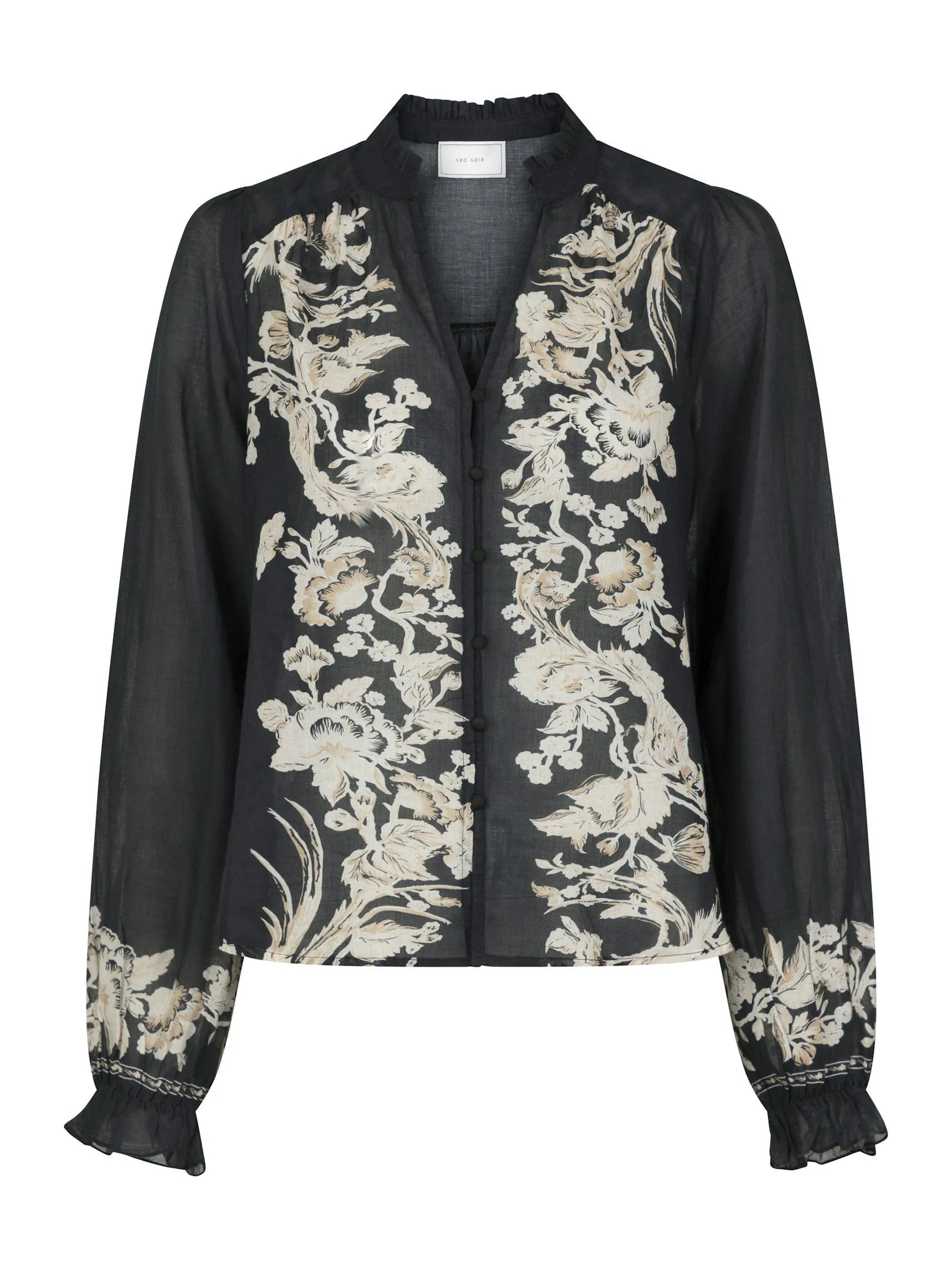 Brise Printed Voile Blouse - Navy