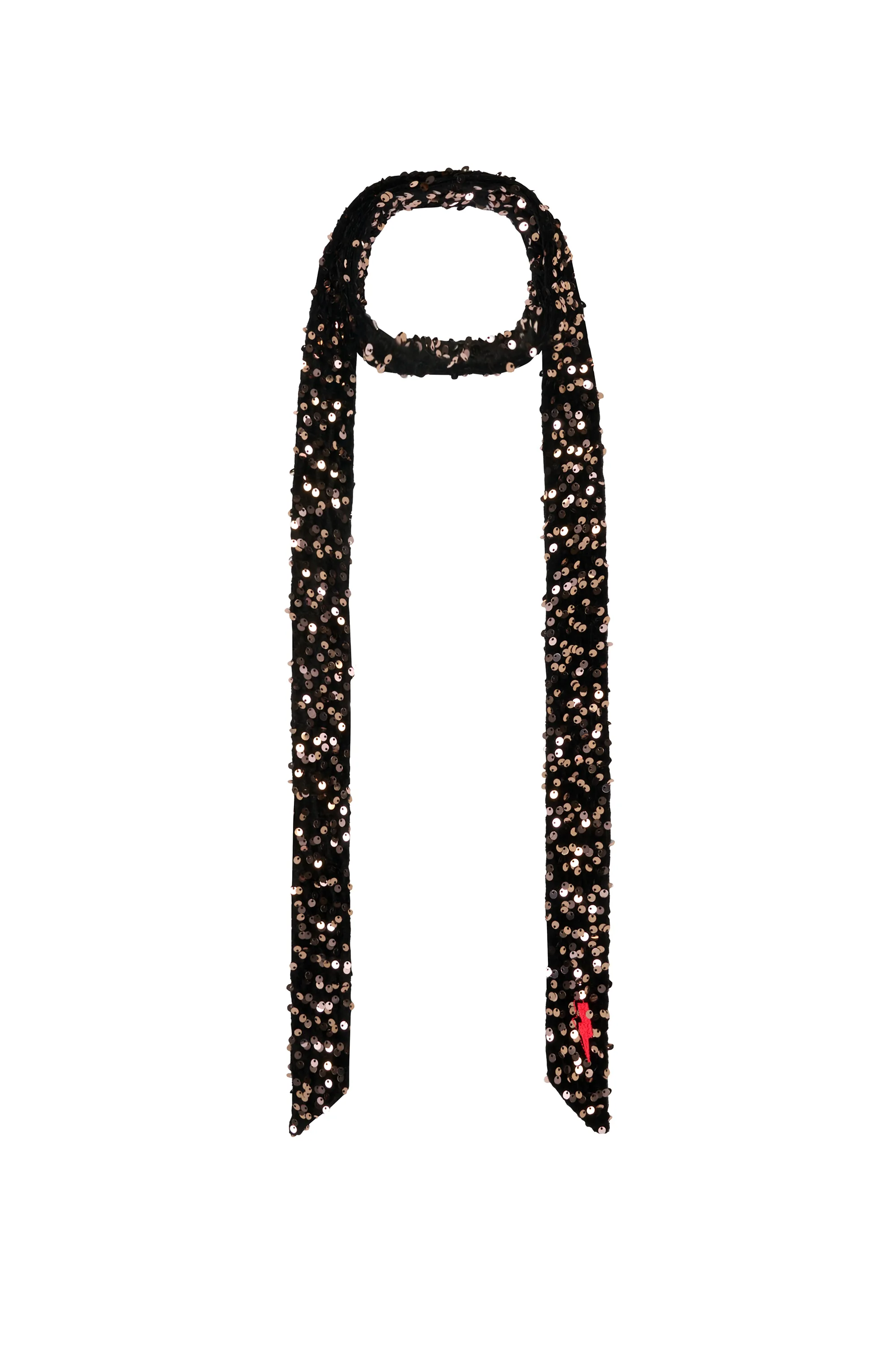 Bronze Velvet Sequin Surplus Fabric Skinny Neck Tie