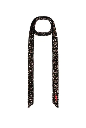 Bronze Velvet Sequin Surplus Fabric Skinny Neck Tie
