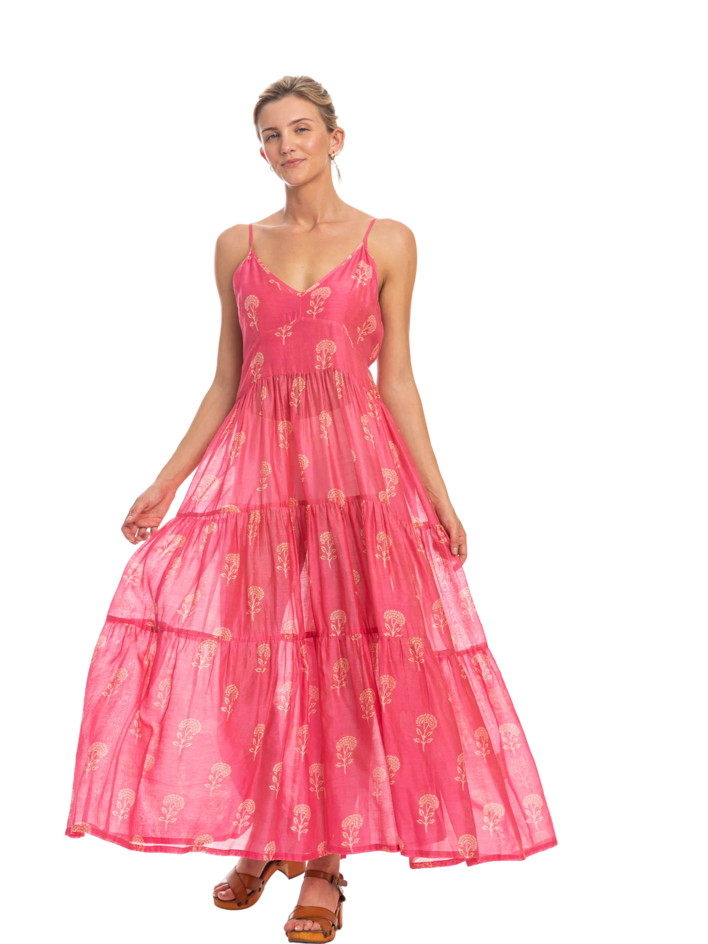 Camilla Dress Hot Pink Silk Cotton