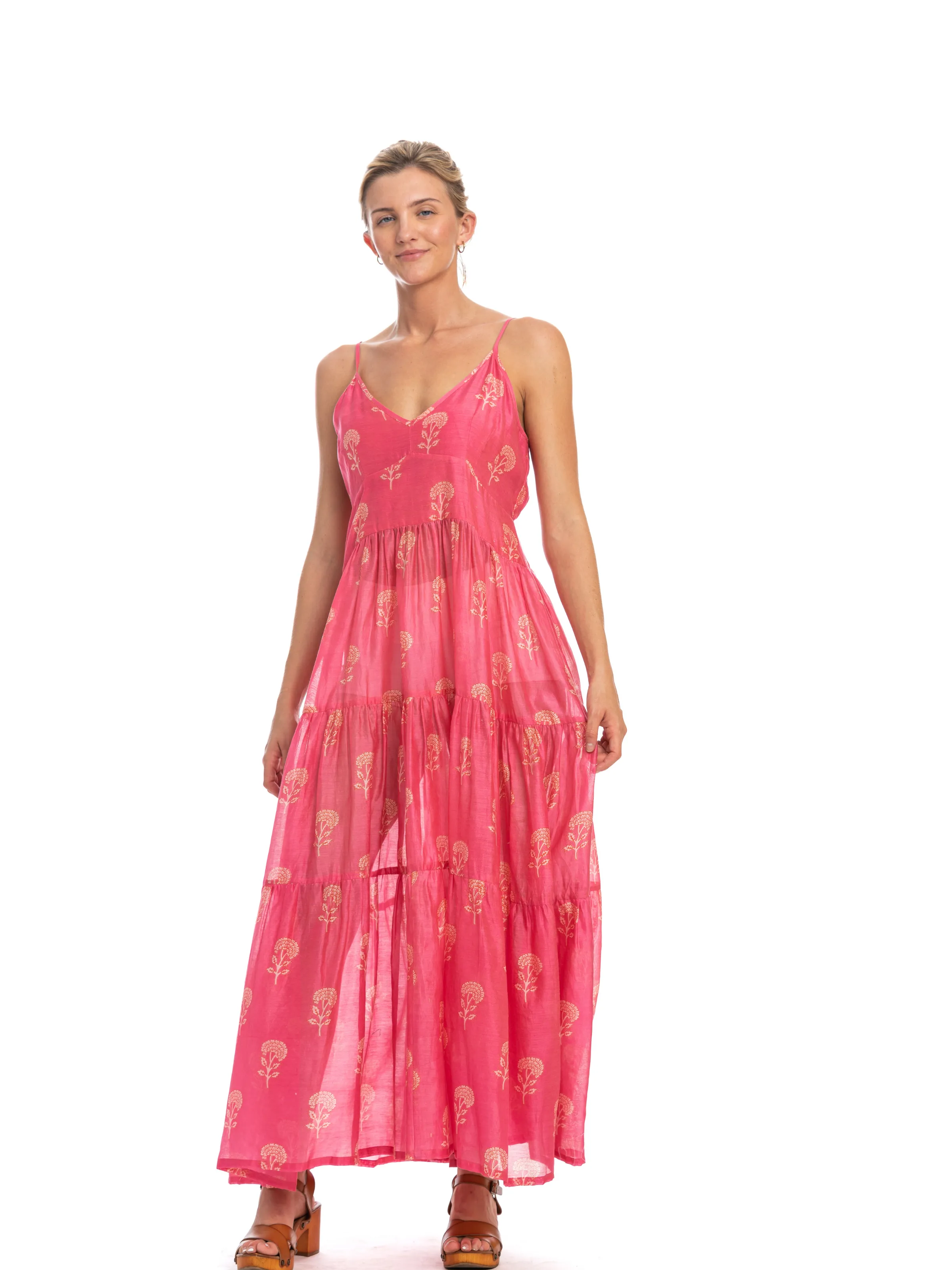 Camilla Dress Hot Pink Silk Cotton