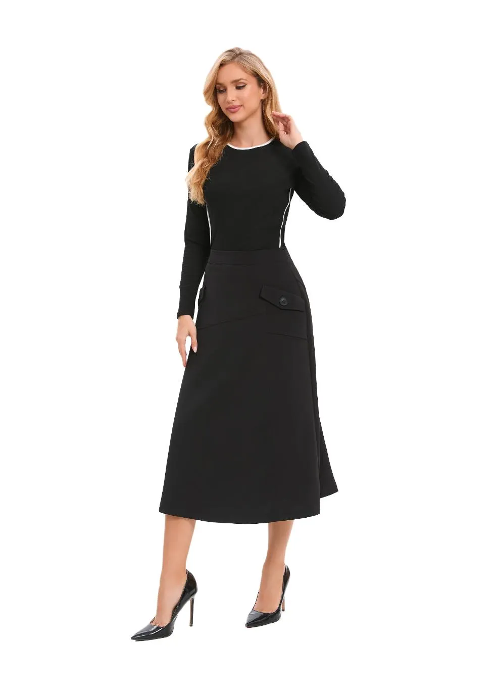 Chic Jersey Top & A-Line Skirt Set