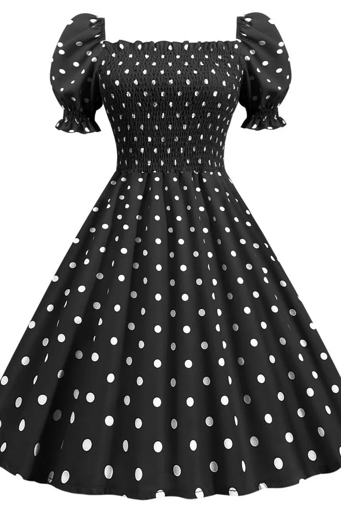 Chic White And Black Polka Dot Dress