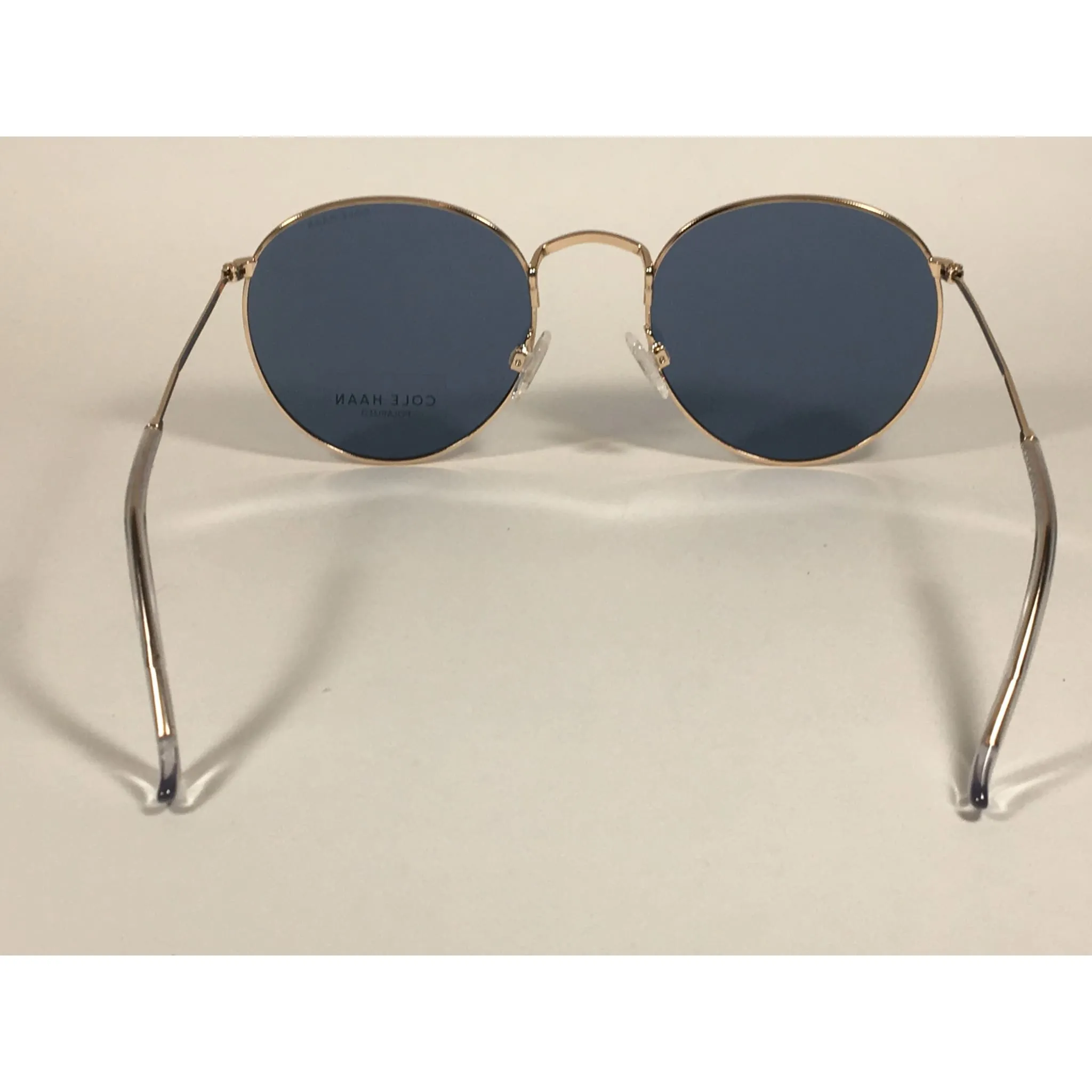 Cole Haan Polarized Round Sunglasses Gold Blue Gray Lens CH8004 717 GOLD