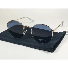 Cole Haan Polarized Round Sunglasses Gold Blue Gray Lens CH8004 717 GOLD