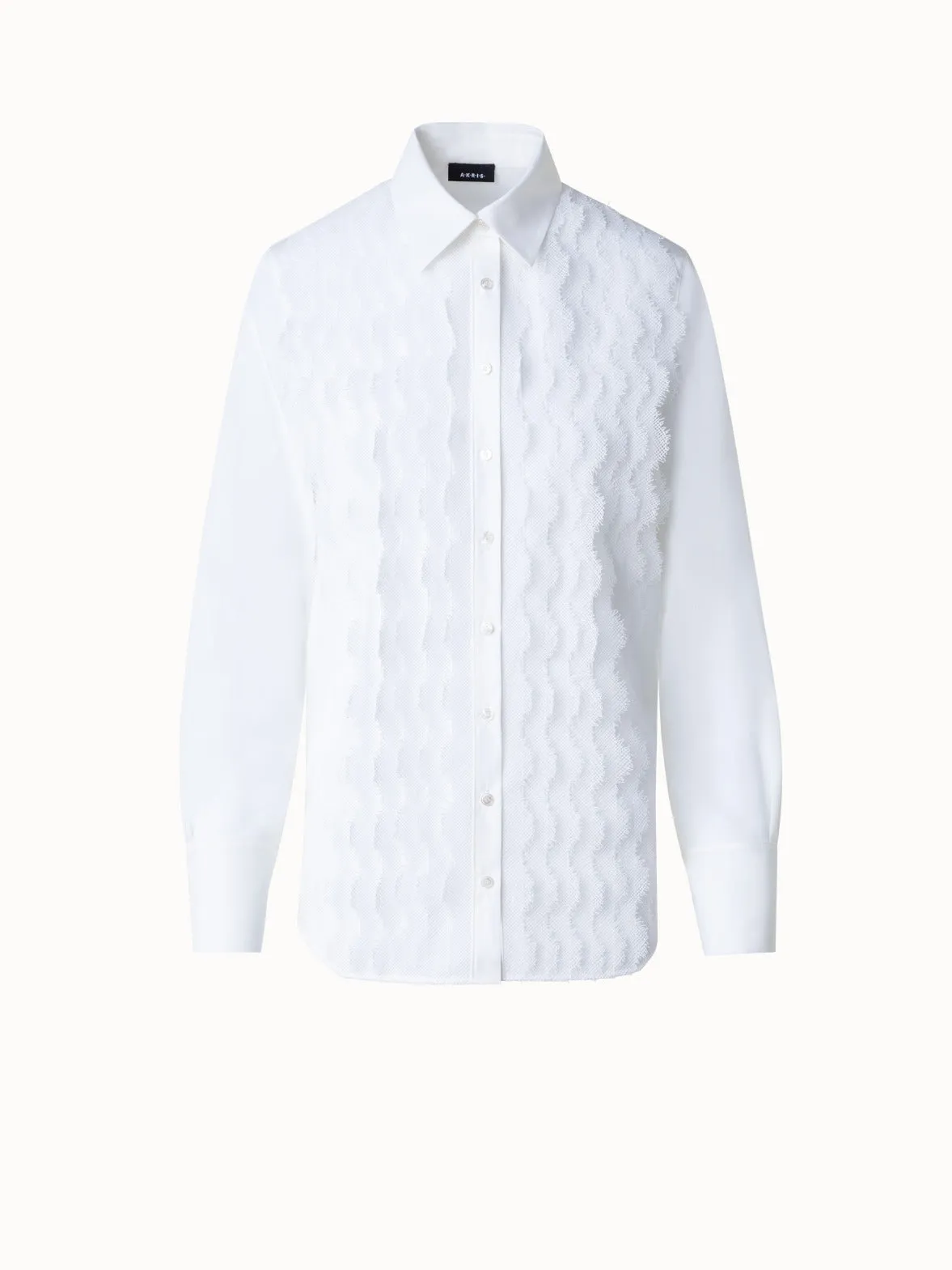 Cotton Poplin Blouse with Lace Front