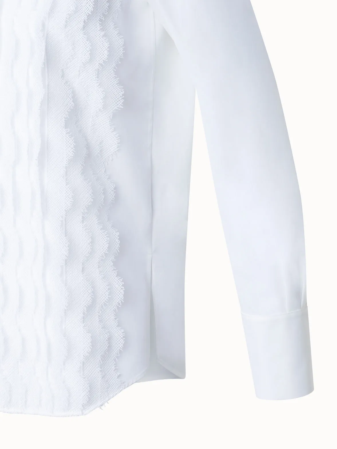 Cotton Poplin Blouse with Lace Front