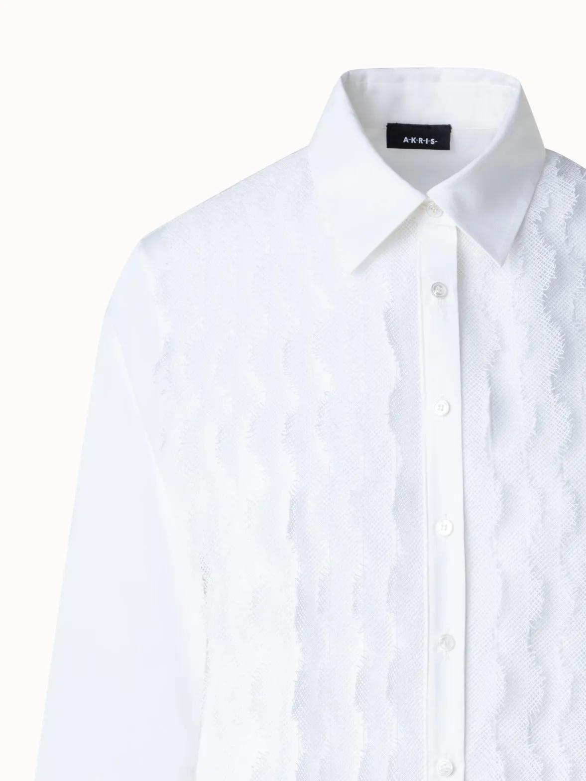 Cotton Poplin Blouse with Lace Front