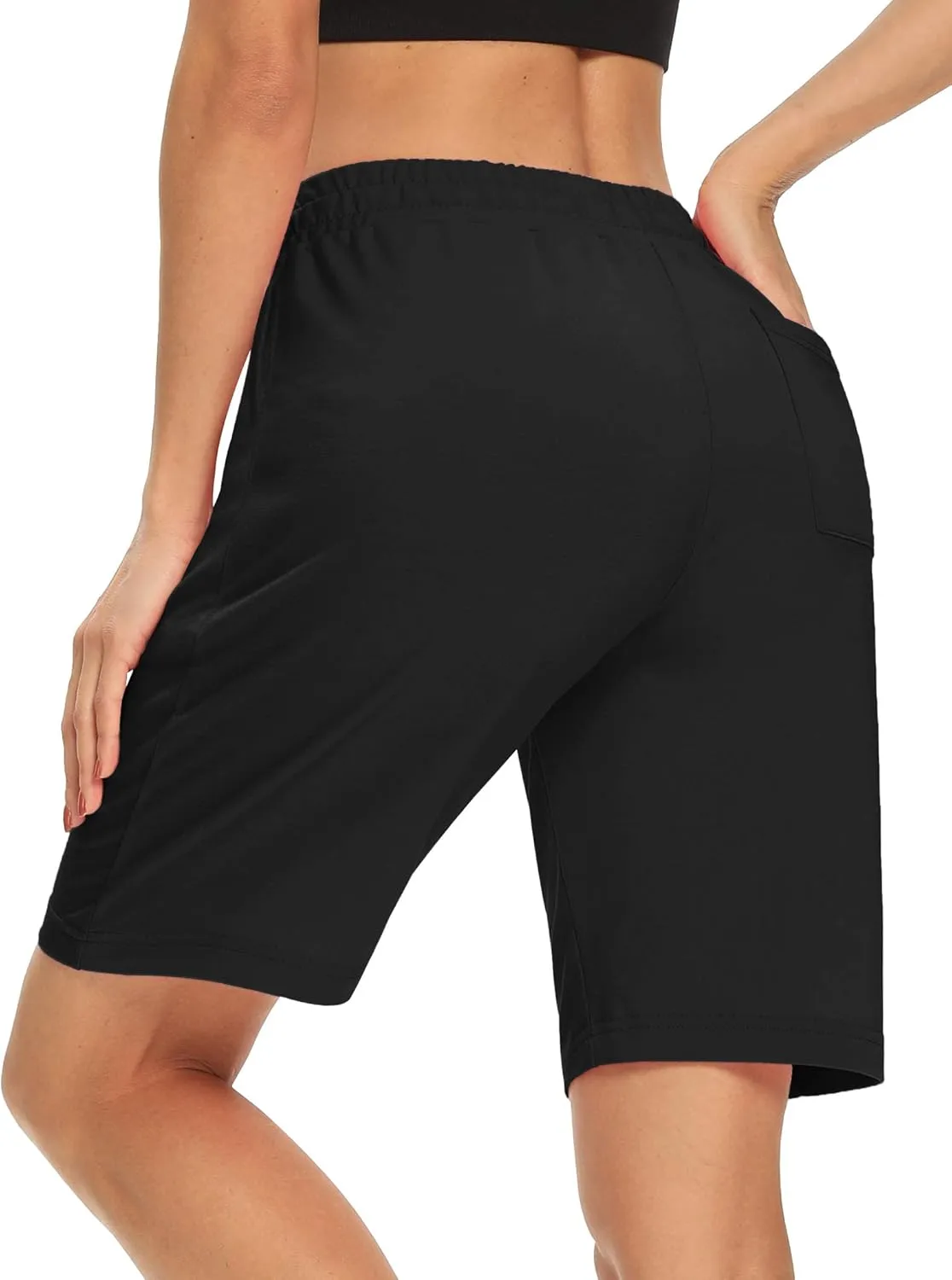 DIBAOLONG Womens Yoga Shorts Loose Comfy Drawstring Lounge Bermuda Shorts with 3 Pockets