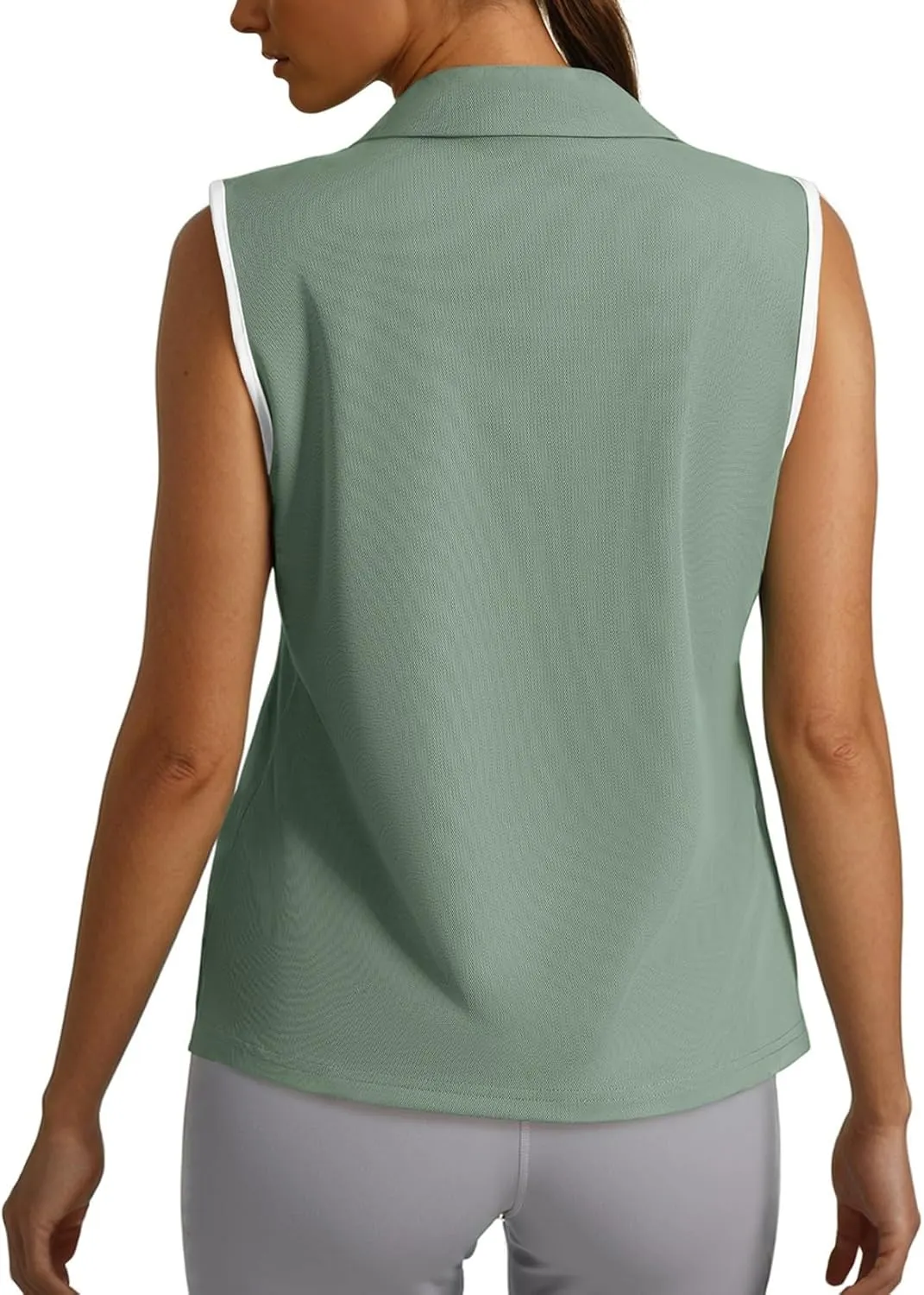 Dokotoo Women's Quick Dry Golf Polo Shirts Collared V Neck Sleeveless Tennis Shirt Stripe Workout Tops