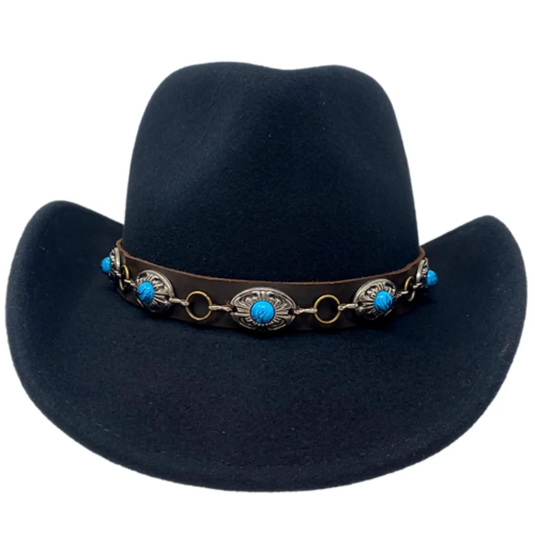 Dreamcatcher Black Felt Hat With Turquoise Concho Band