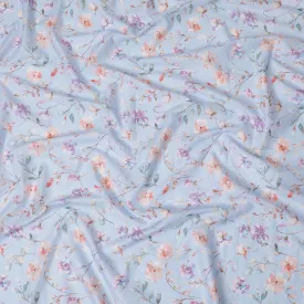 Dreamy Sky Cotton Voile Fabric - 110cm Wide, Pastel Floral Print from India-D18536