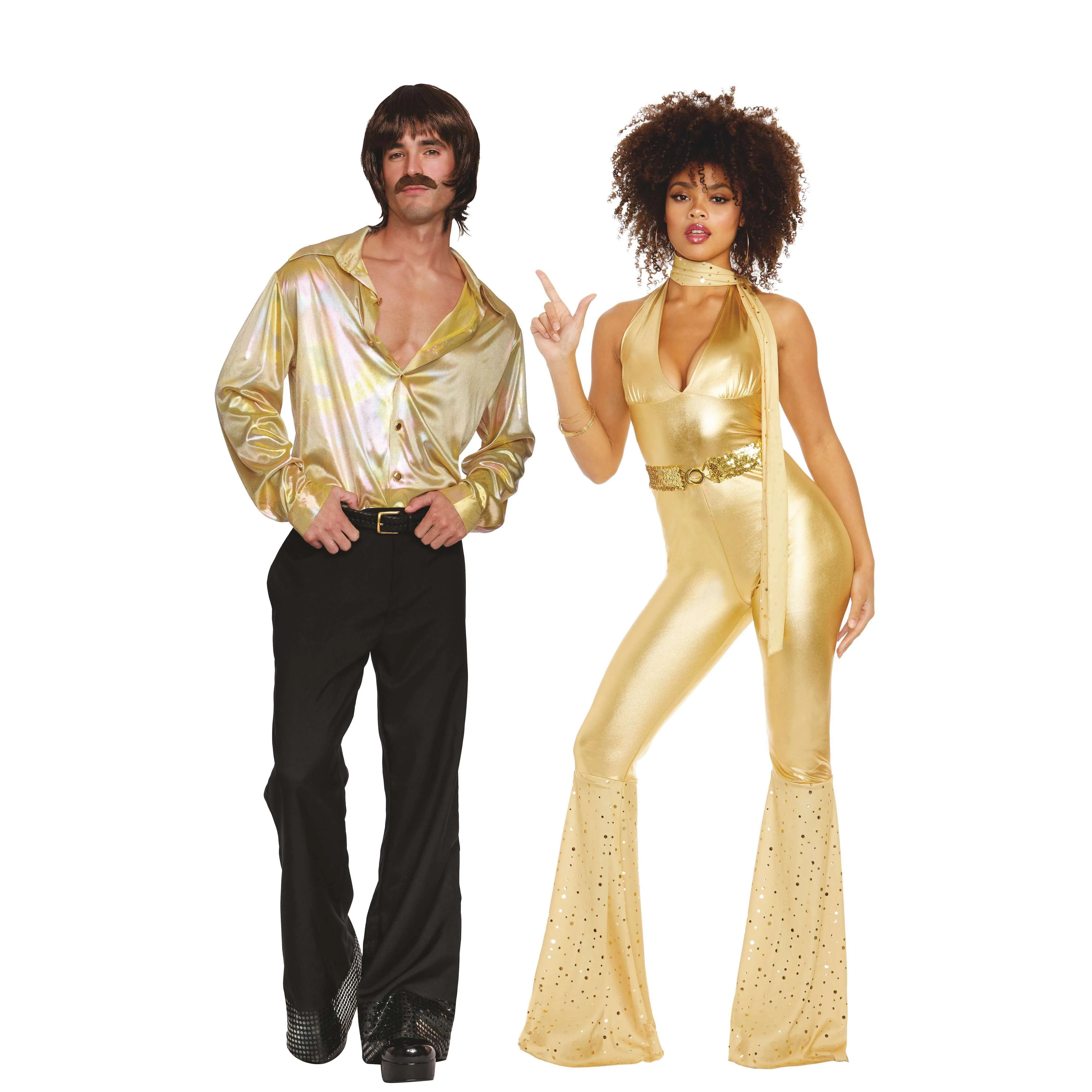 Foxy Gold Disco Jumpsuit Women's Costume