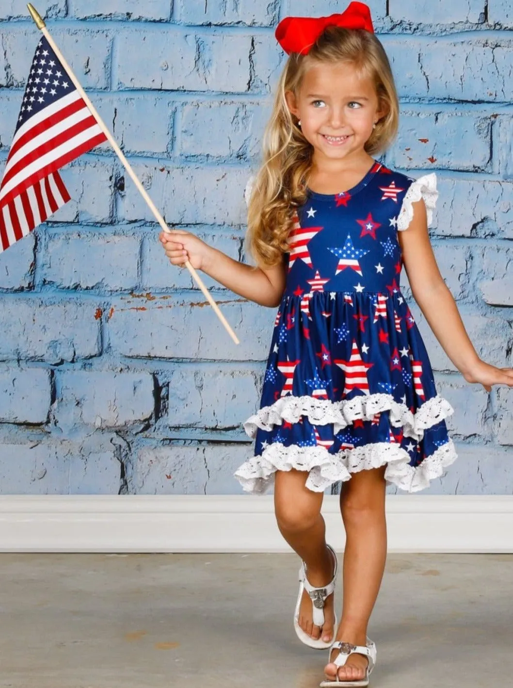 Freedom Flutters Lace Tiered Ruffled Dress