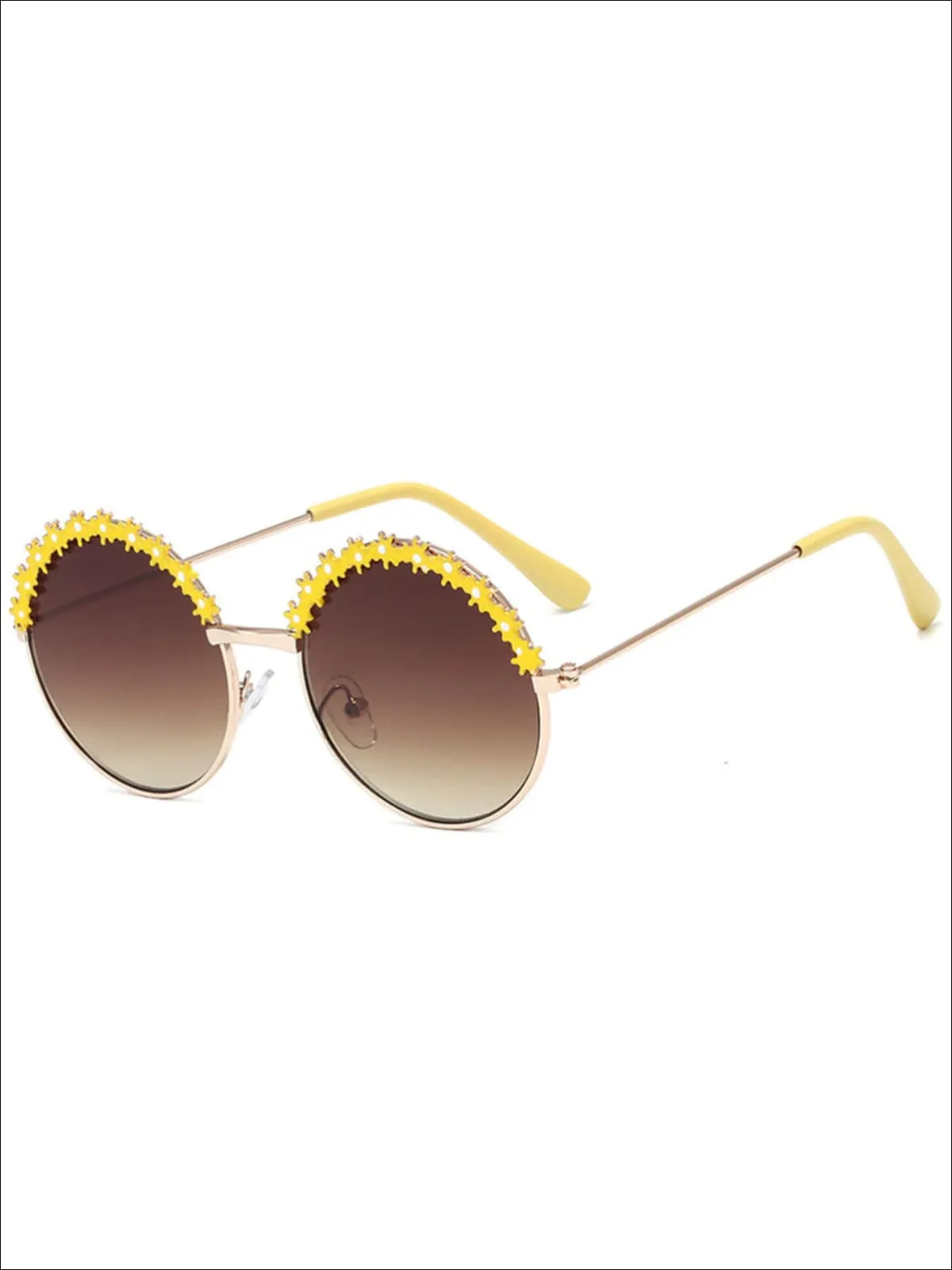 Girls Round Vintage Floral Sunglasses