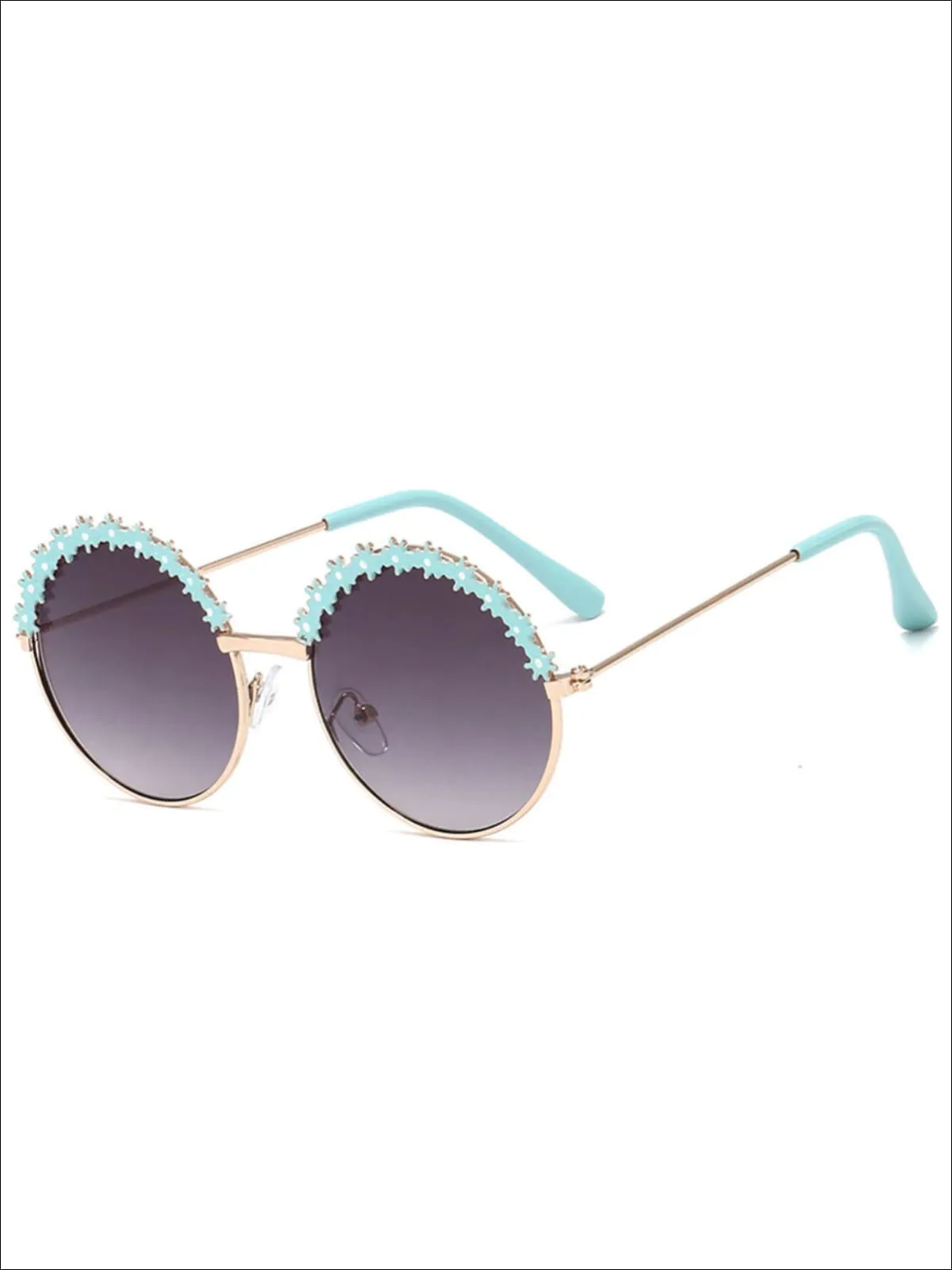 Girls Round Vintage Floral Sunglasses