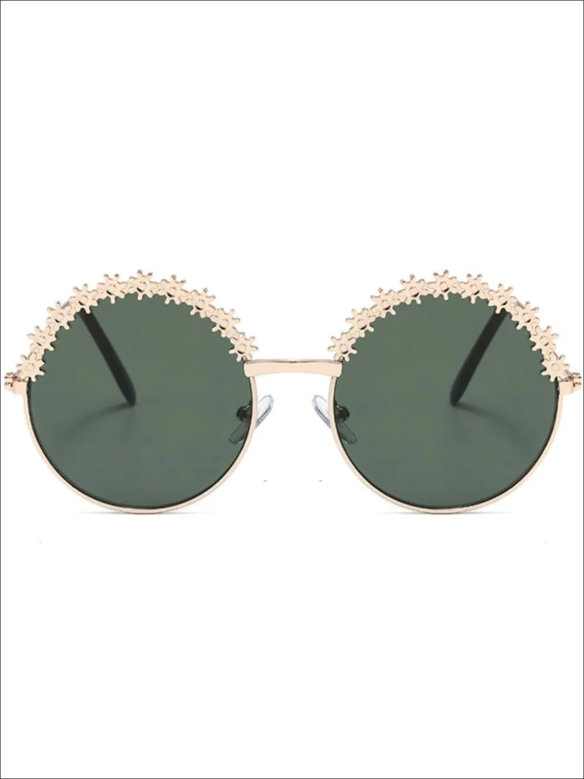 Girls Round Vintage Floral Sunglasses