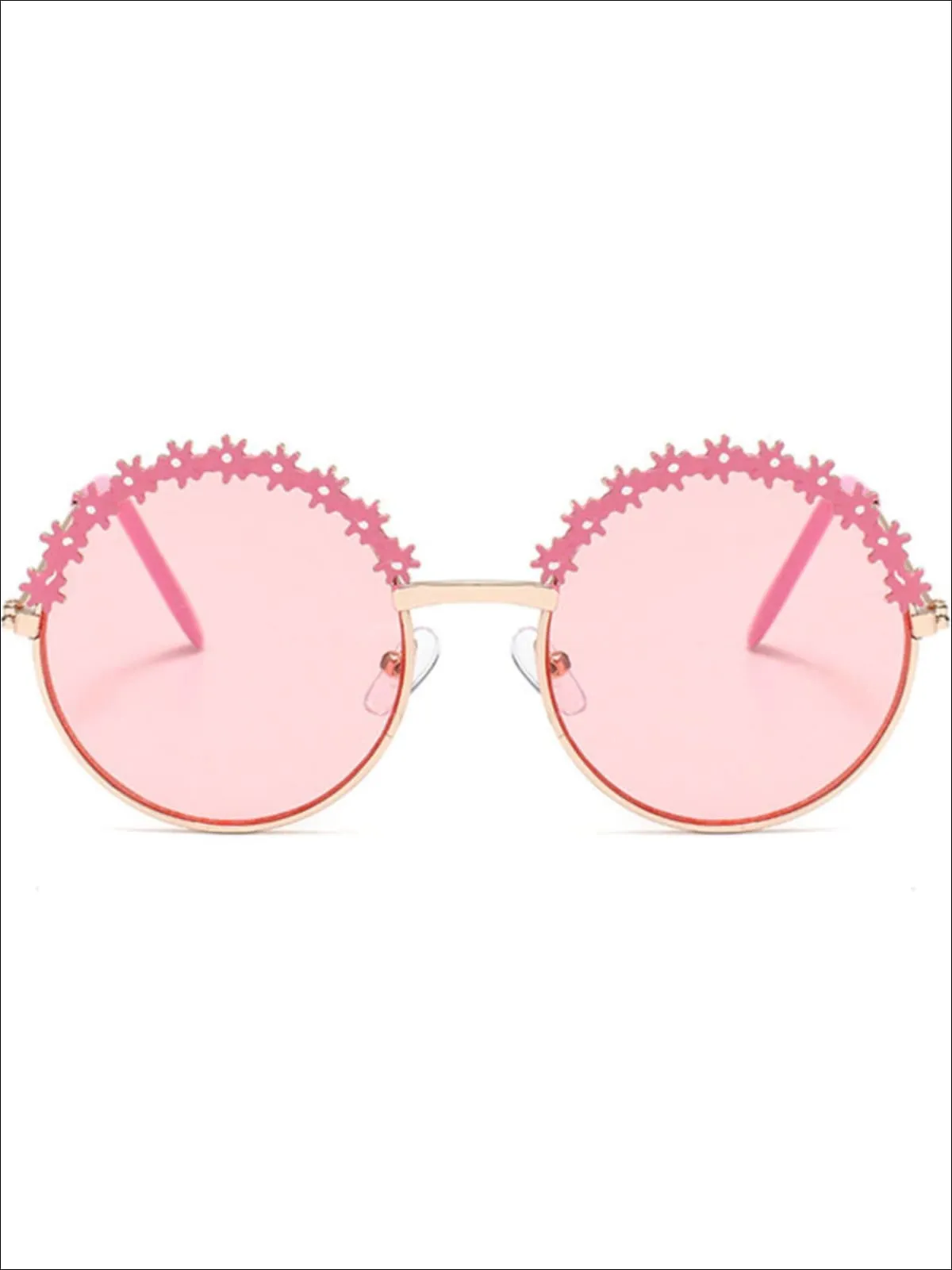 Girls Round Vintage Floral Sunglasses